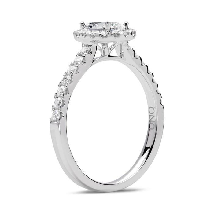 Halo ring 14ct white gold with diamonds