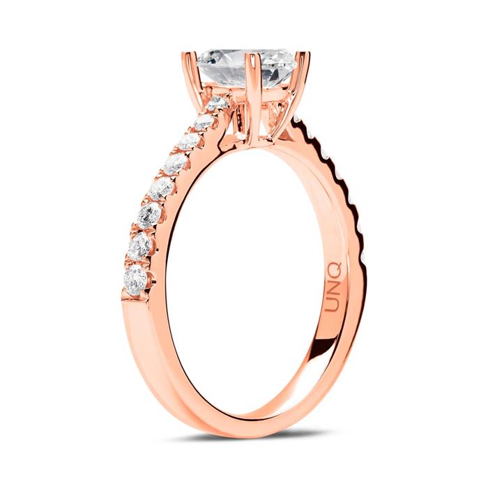 750er Ros&#xE9;gold Verlobungsring mit Diamanten