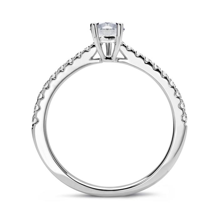 Ring 14ct white gold with diamonds