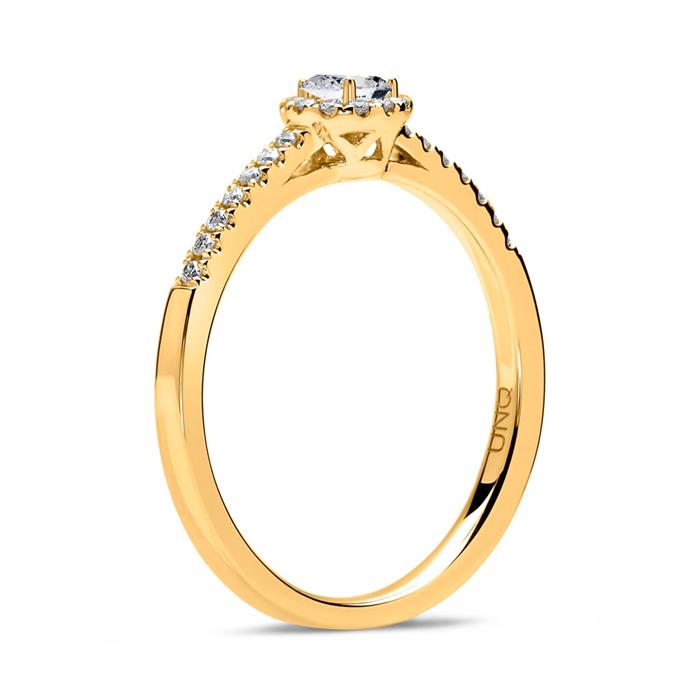585er Gold Halo Ring Tropfen Diamanten