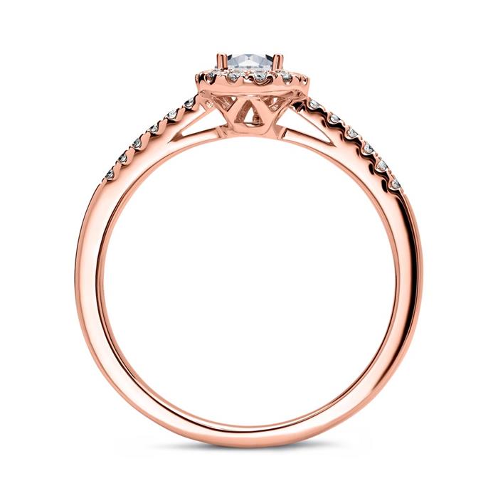 14ct rose gold ring with diamonds