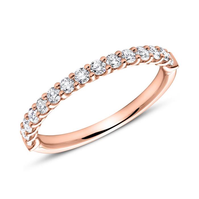 Anillo eternidad oro rosa 18 quilates 15 diamantes