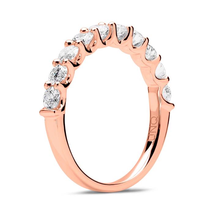 Anillo eternidad oro rosa 18 quilates 10 diamantes