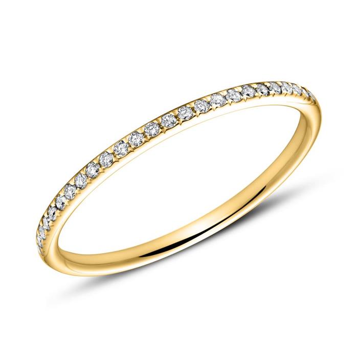 architect Officier Grommen Brilladia 14 karaat gouden ring met 25 diamanten 0,12 ct.