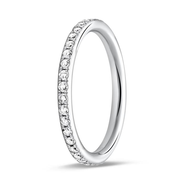 14 quilates anillo de oro blanco eternidad 43 diamantes