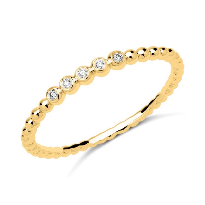 Memoire Ring 750er Gold 5 Diamanten