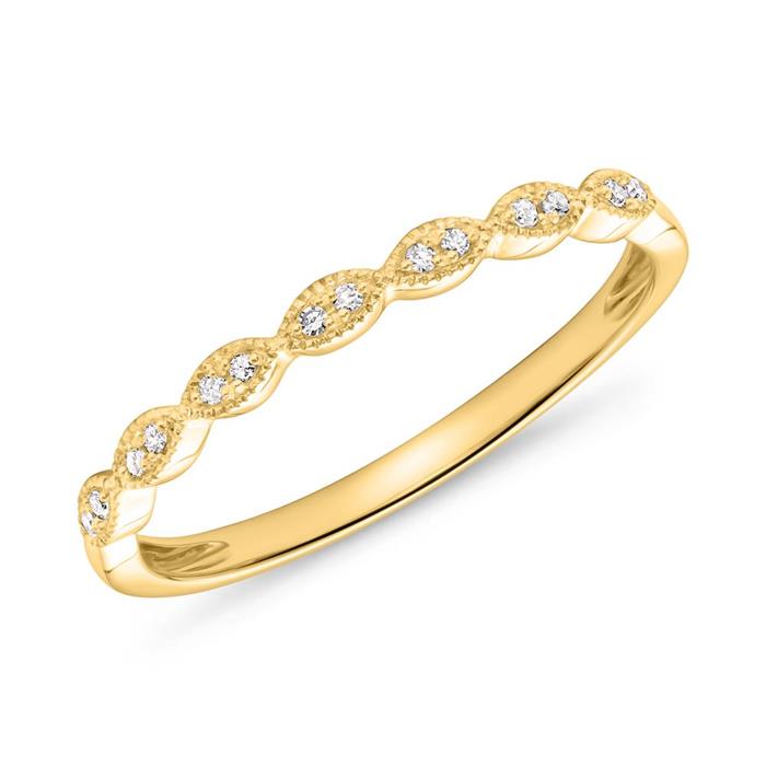 Ladies ring in 14K gold with diamonds