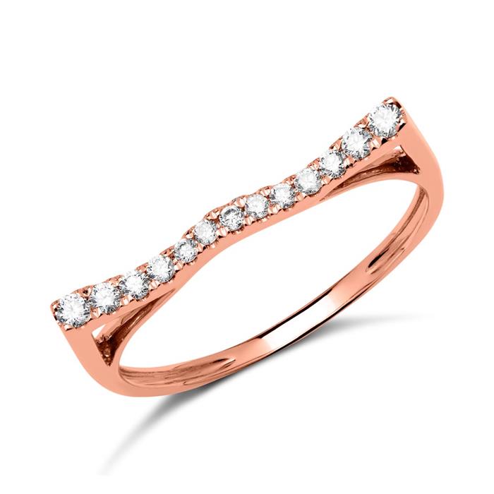 Ring 14ct rose gold with 13 diamonds