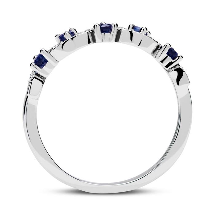 14ct white gold ring diamonds and sapphires