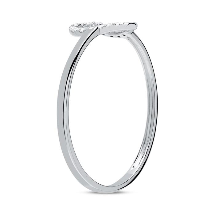 Heart ring in 14ct white gold with diamonds