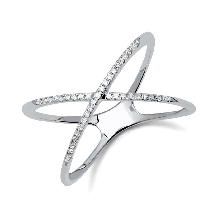 X-ring in 14ct white gold with diamonds