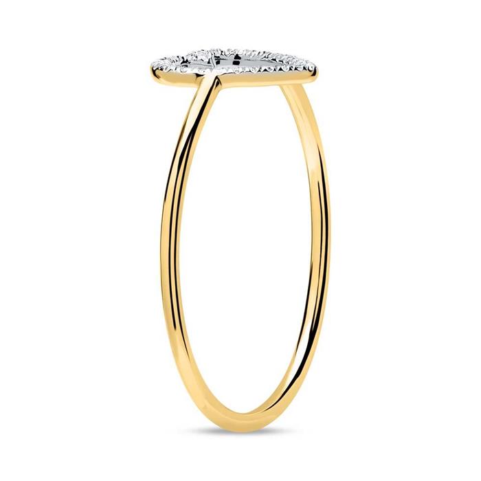 Ladies heart ring in 14-carat gold with diamonds