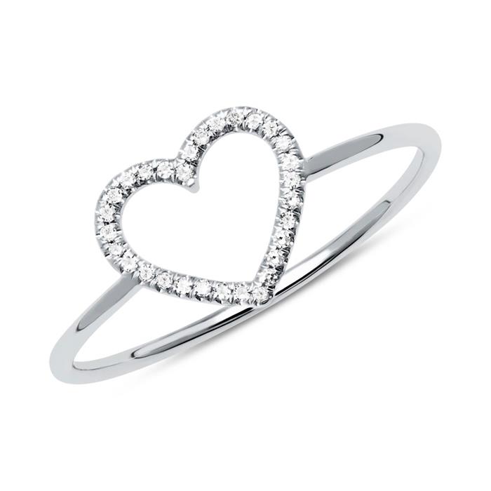 14ct gold ring heart with diamonds