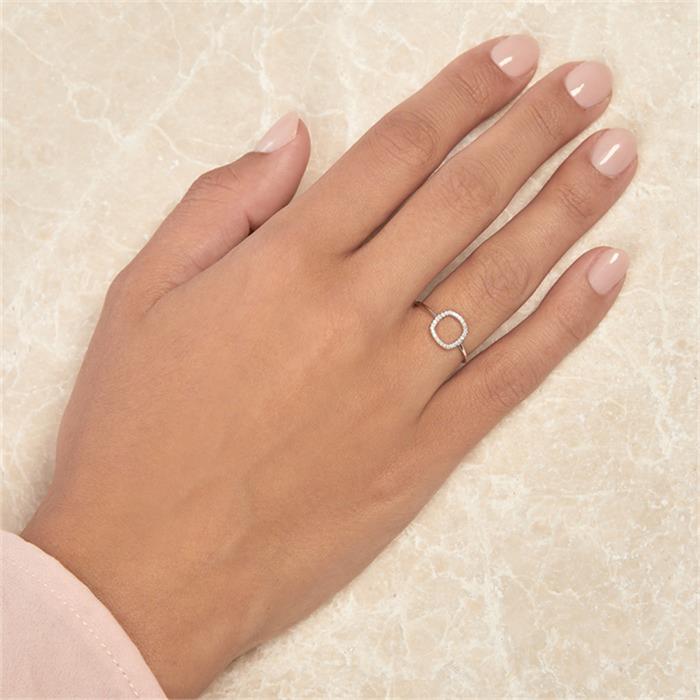 14 quilates anillo de oro blanco con diamantes