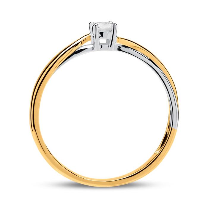 Engagement ring in 14ct yellow and white gold with diamond