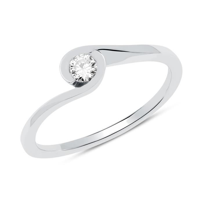 Engagement ring in 14ct white gold with diamond