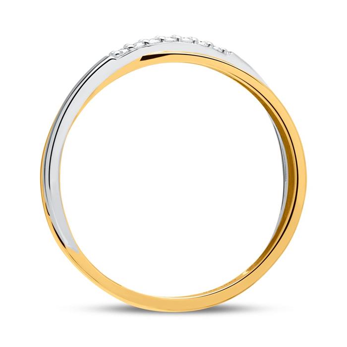 Tricolor 14ct gold ring with diamonds