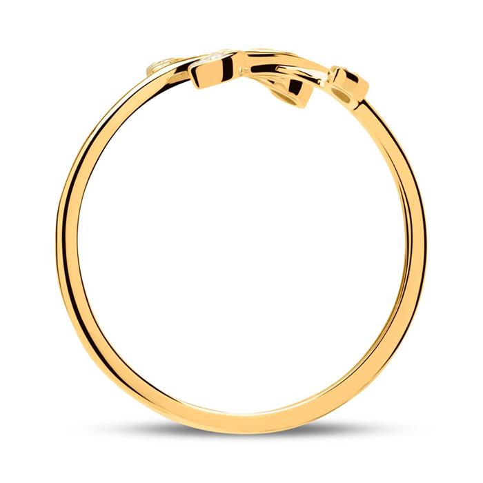 14ct gold ring in leaf design with diamonds