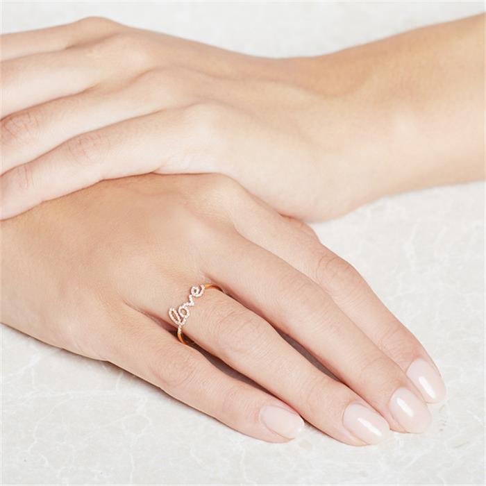 Love Ring aus 14K Gold mit Diamanten