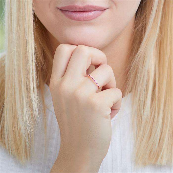 Ring in 585 rose gold with rubies