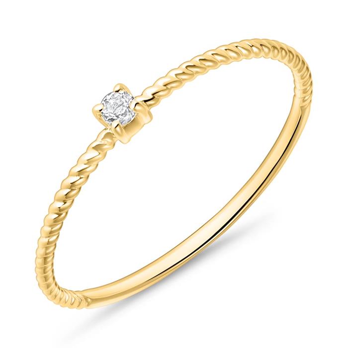 Ladies ring in 585 gold with white topaz