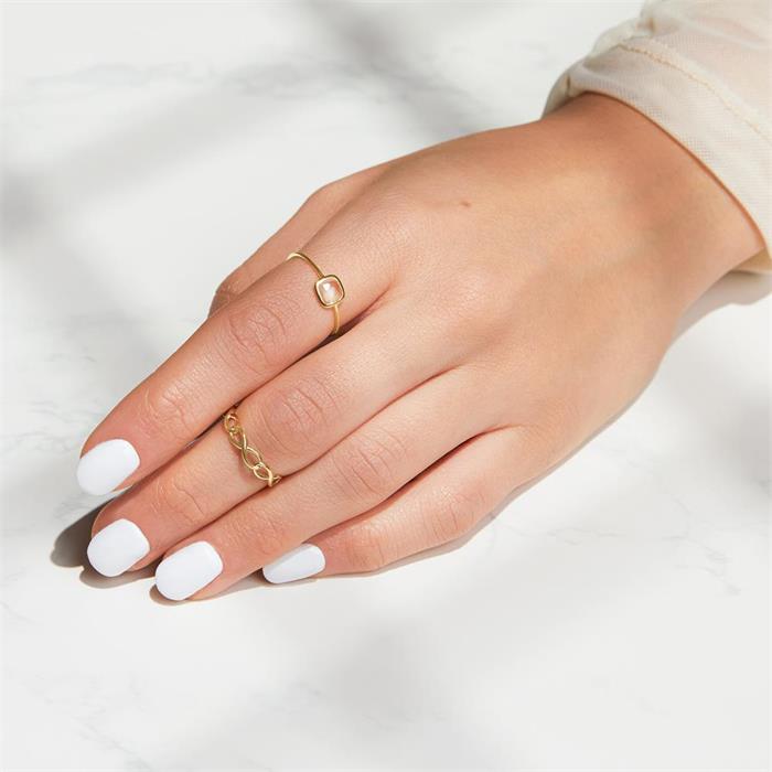 Anillo de topacio blanco para mujer en oro 14 quilates