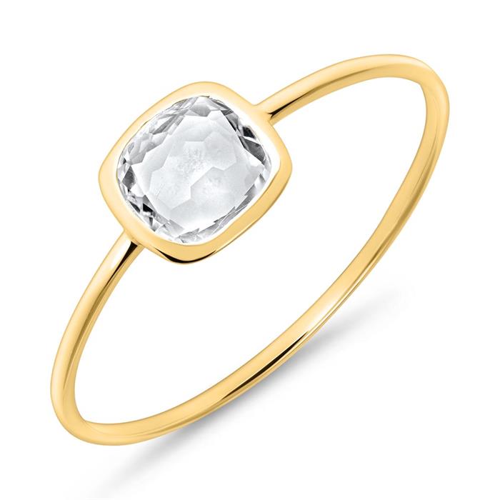 White topaz ring for ladies made of 585 gold