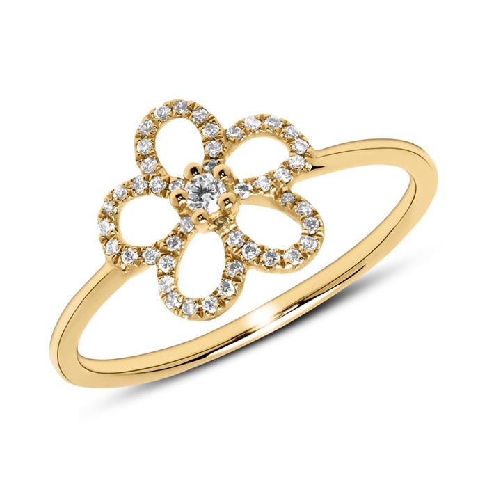 14ct gold ring flower with diamonds