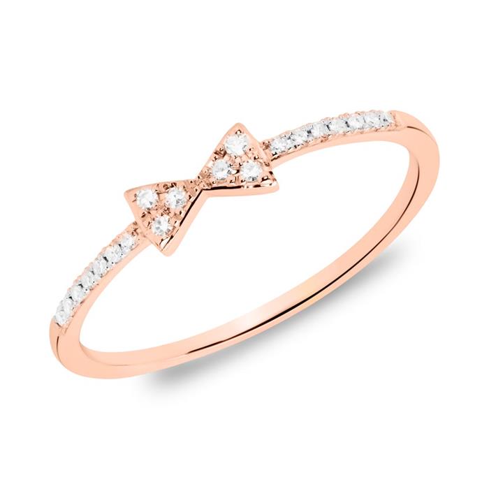 Ring bow in 14ct rose gold with diamonds