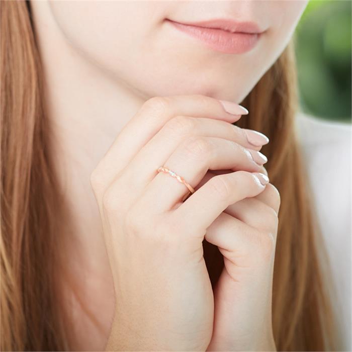 Ring in 14ct rose gold with diamonds