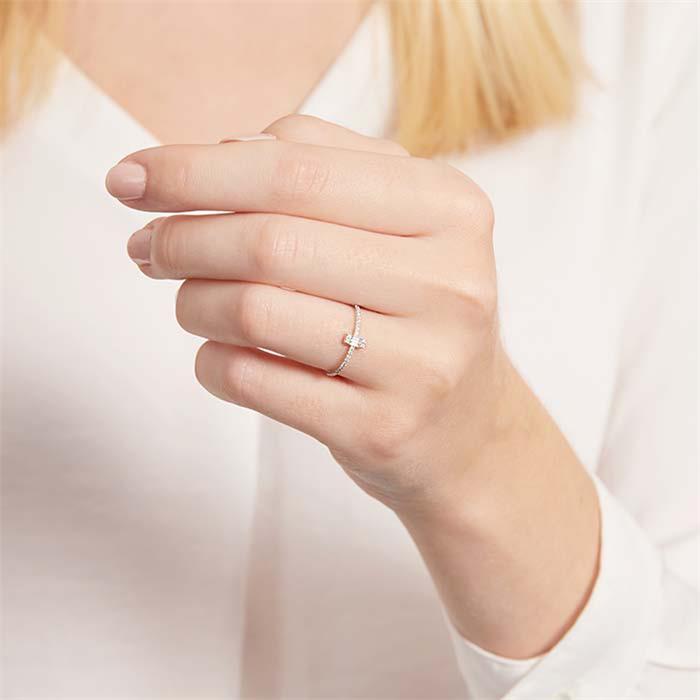 Diamantring für Damen aus 14K Weißgold