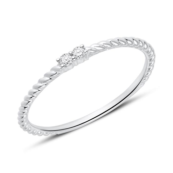 14ct white gold ring for ladies with diamonds