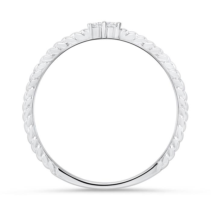14 quilates anillo de oro blanco para damas con diamantes