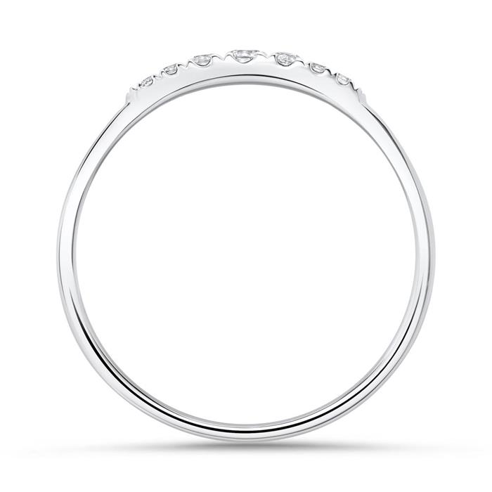 Diamanten ring voor dames in 14 karaat witgoud
