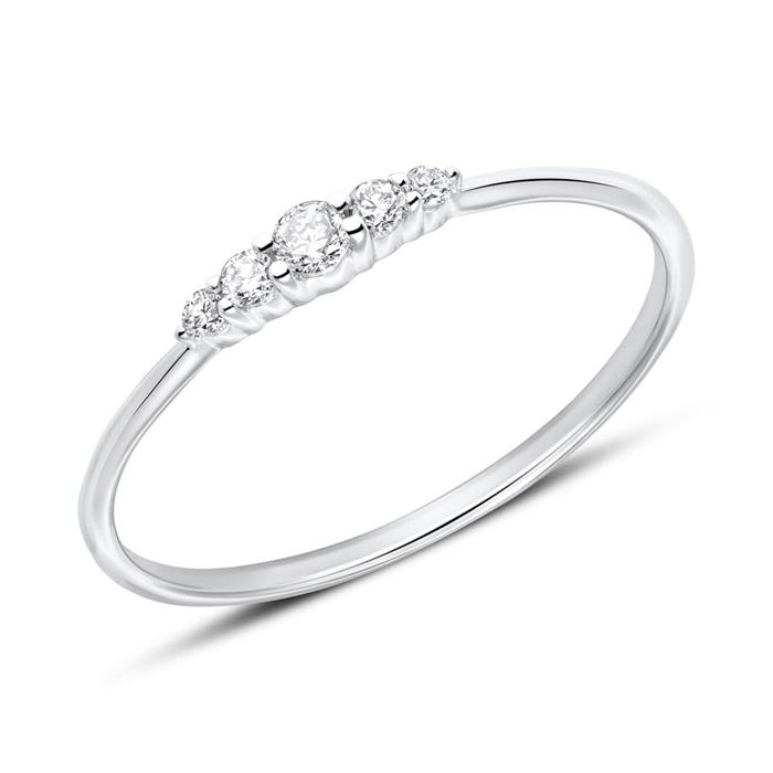 Ring for ladies in 14ct white gold with diamonds