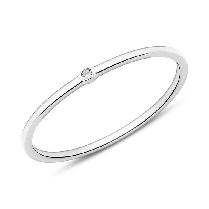 Ring for ladies in 14K white gold with diamond