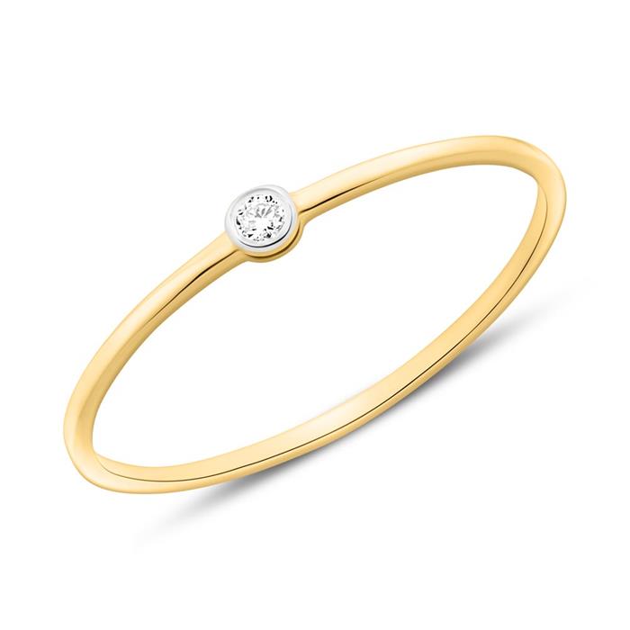 14 quilates anillo de oro para damas con diamante