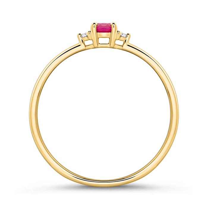 14K gold ring with one ruby and diamonds