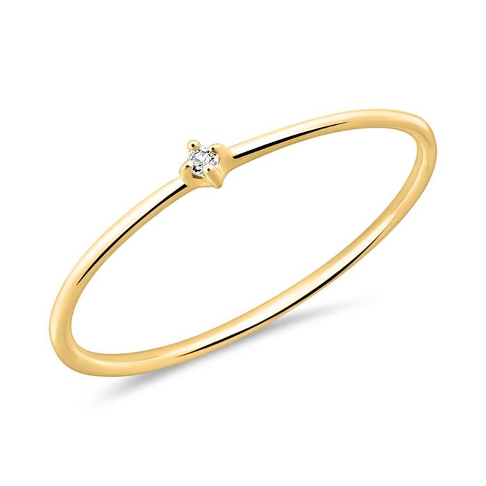 14K gold ring for ladies with white topaz