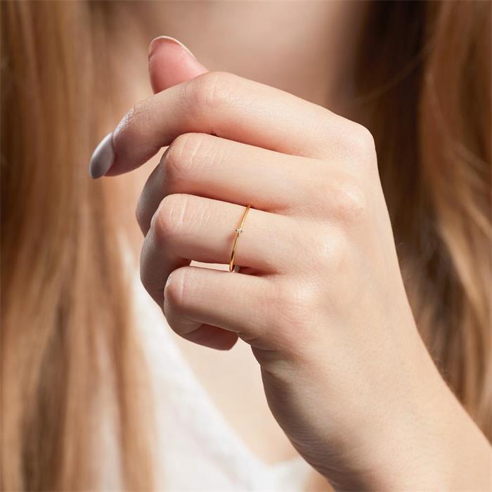 14 quilates anillo de oro para mujer con topacio blanco