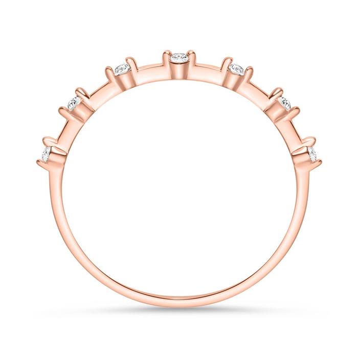Ladies ring in 14K rose gold with white topaz