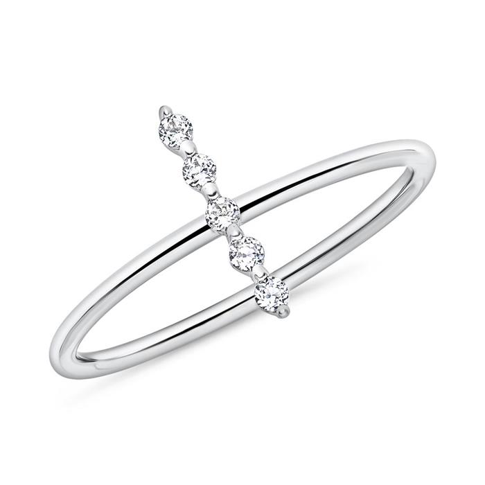 Ladies ring in 14K white gold with white topaz