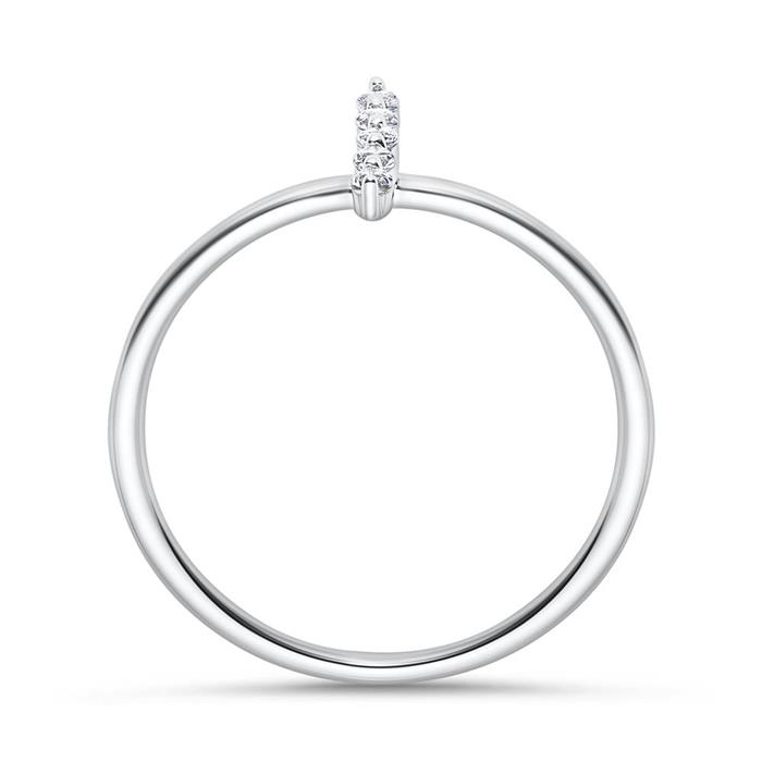 Ladies ring in 14K white gold with white topaz