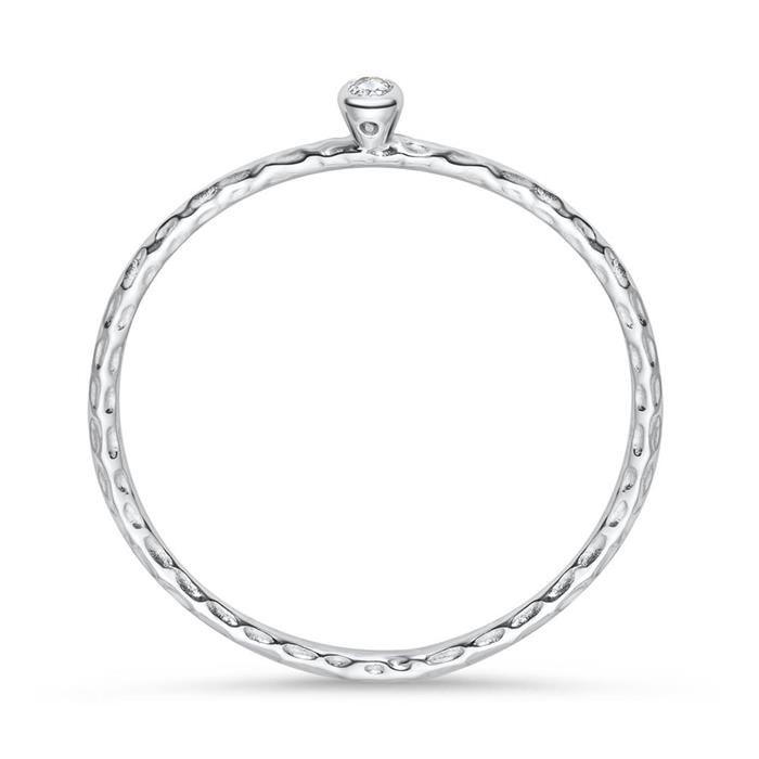 Ring for ladies in 14K white gold with white topazes