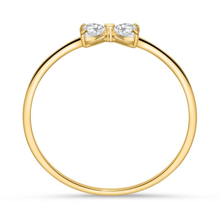 Ladies ring in 14K gold with white topaz