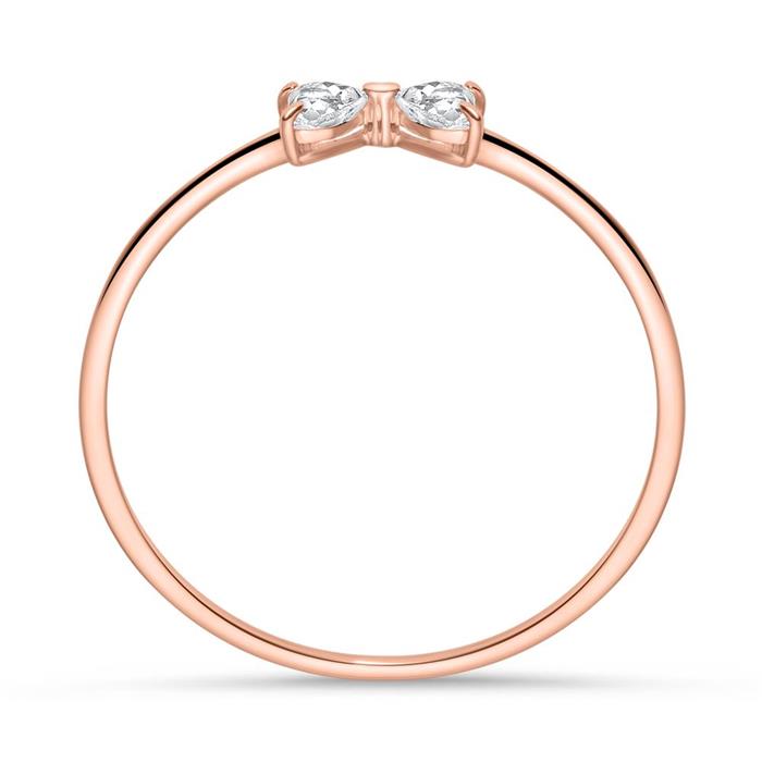 14K rose gold ring for ladies with white topaz