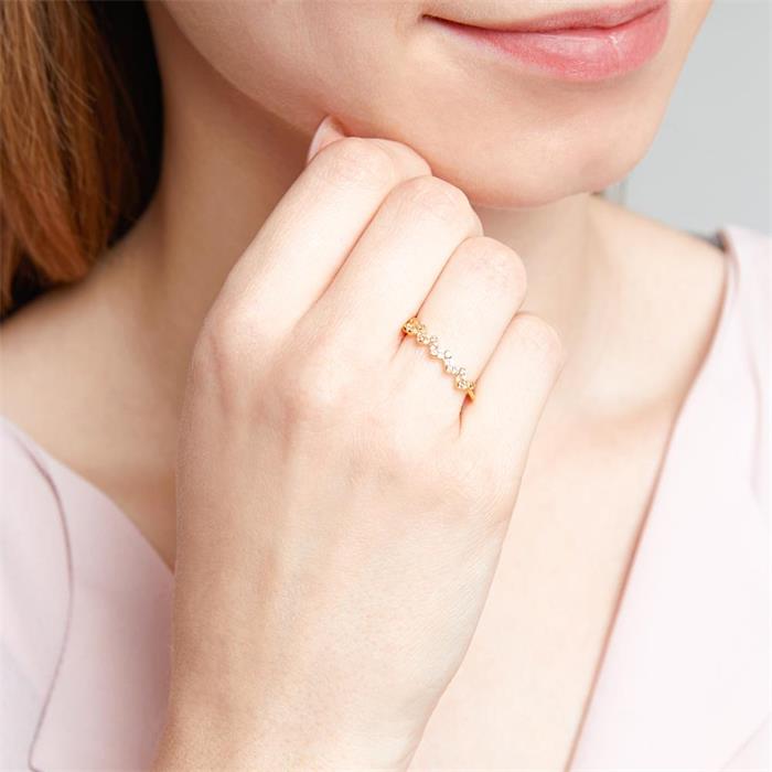 14K gold ring for ladies with white topazes