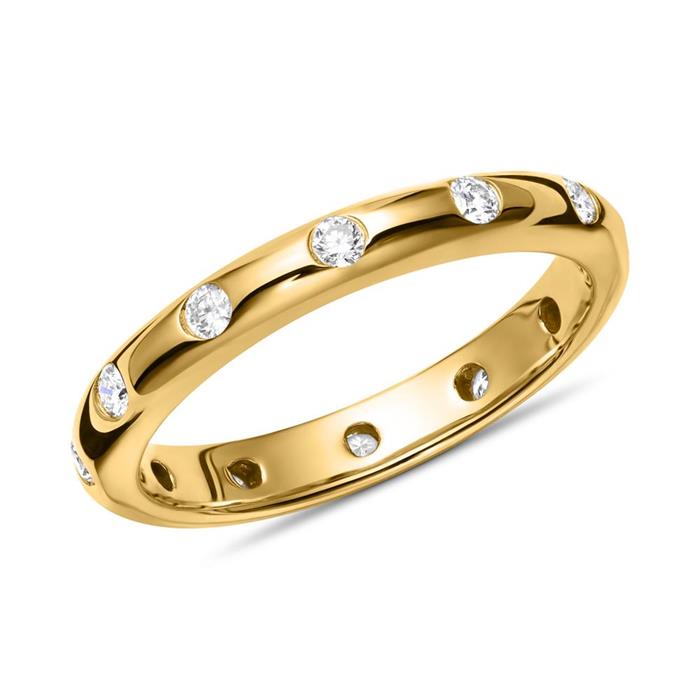 18K Gouden Ring Met Diamanten, Ca. 0.28 Ct.