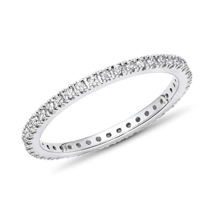 Memoire ring in 18k witgoud, Diamanten, 0,36 ct.