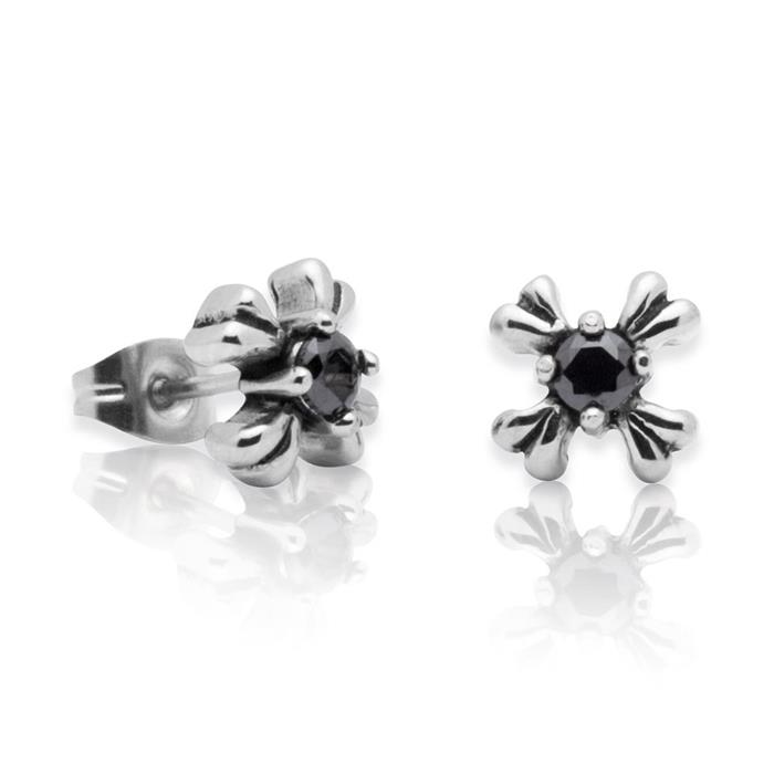 Stainless steel ear studs with black zirconia